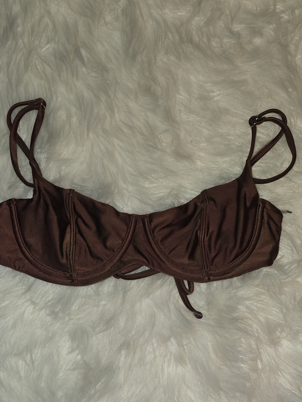 Frankie's Bikinis Cola Underwire Balconette Bikini Top SIZE S